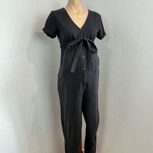 Maternity Utility Sweat Jumpsuit Gray Grey Size Small One Piece Belt so Cozy